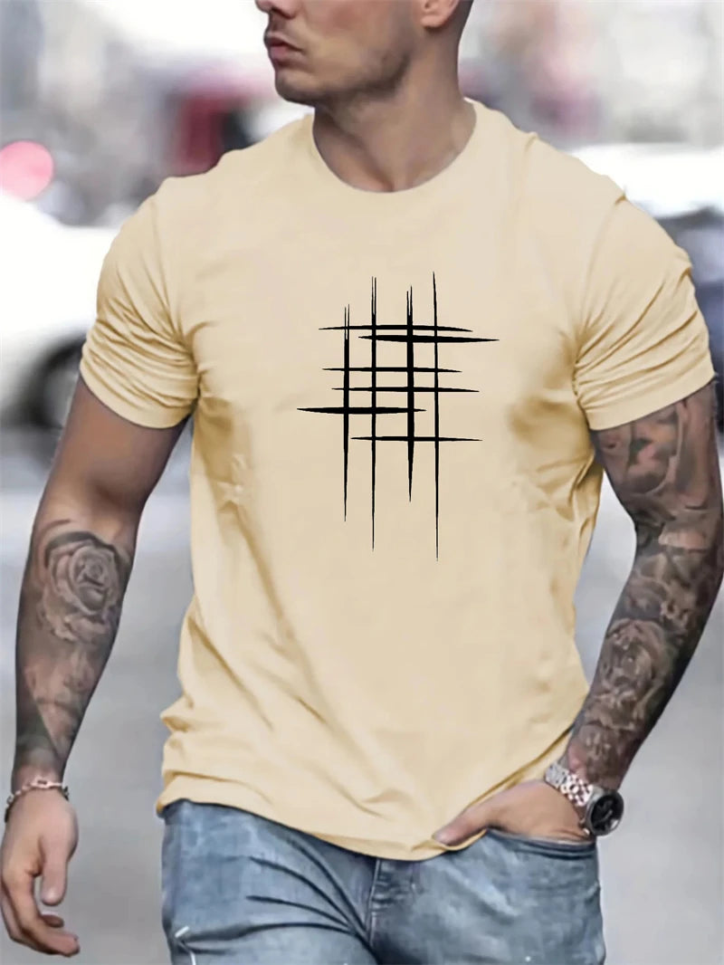 Eenvoudige Lijn Grafische T-shirts Voor Mannen Zomer Mode Korte Mouw O Hals 3D Bedrukte T-shirts Losse Casual Ademende Tees Tops