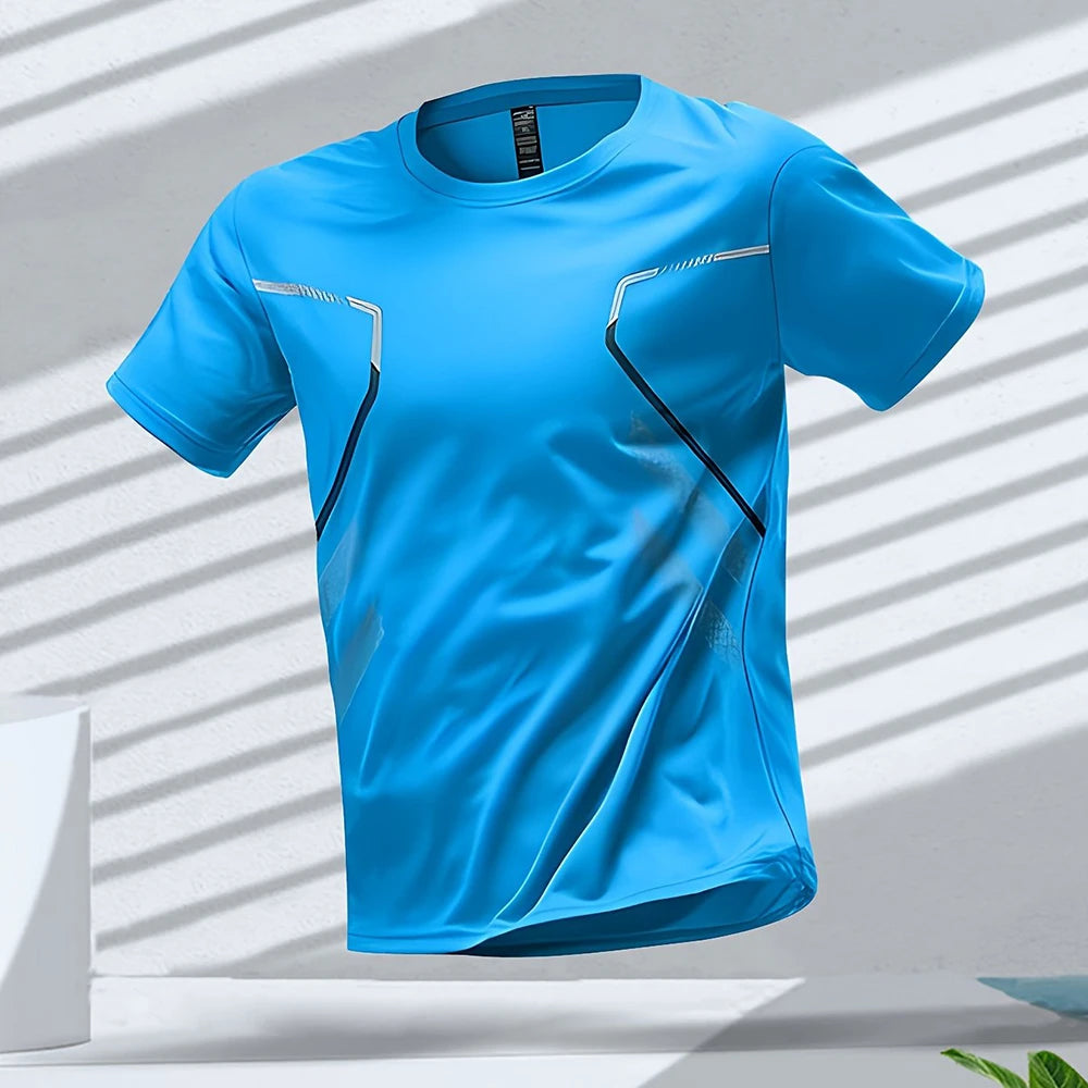 Camisetas deportivas para hombre, camisetas para correr, entrenamiento al aire libre, secado rápido, transpirable, manga corta, camisetas informales con cuello redondo, camisetas holgadas de verano