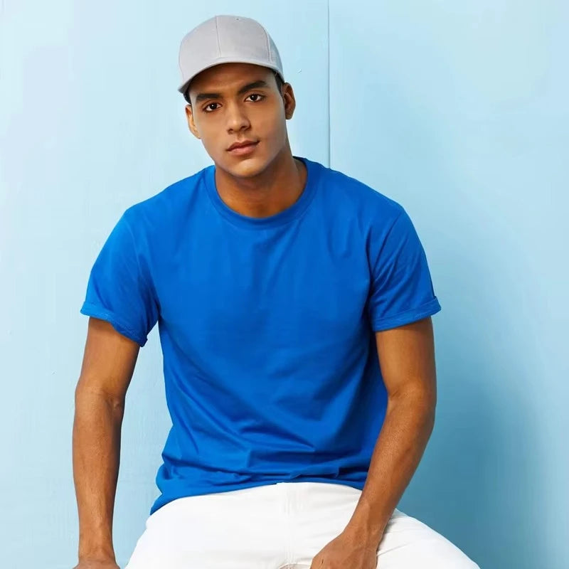 Europe Size 100% Cotton Men's T-Shirt O-Neck Solid Color Men T-shirt for Male T shirts Man Tops Tees Tshirt MRMT 2025 Brand New