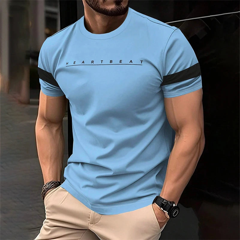Simple Fashion Letters Striped Graphic T Shirts For Men Trend Summer Streetwear 3D Printed T-shirt Loose Streetwear Hip Hop Tees