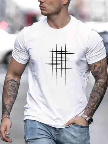 Eenvoudige Lijn Grafische T-shirts Voor Mannen Zomer Mode Korte Mouw O Hals 3D Bedrukte T-shirts Losse Casual Ademende Tees Tops