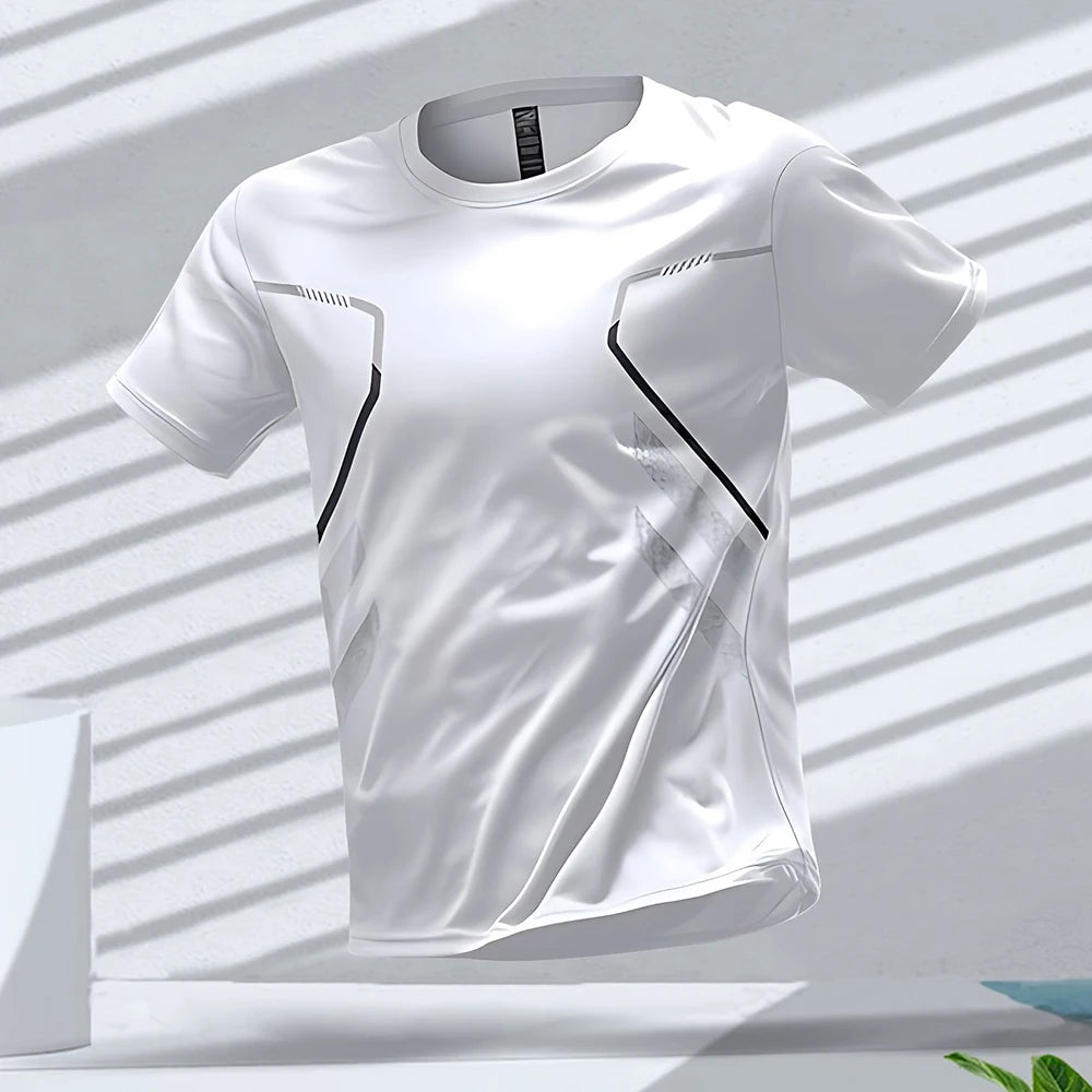 Camisetas deportivas para hombre, camisetas para correr, entrenamiento al aire libre, secado rápido, transpirable, manga corta, camisetas informales con cuello redondo, camisetas holgadas de verano